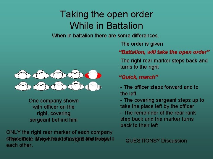 Taking the open order While in Battalion When in battalion there are some differences.