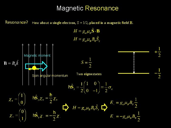 Magnetic Resonance? How about a single electron, S = 1/2, placed in a magnetic
