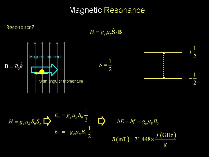 Magnetic Resonance? Magnetic moment Spin angular momentum 