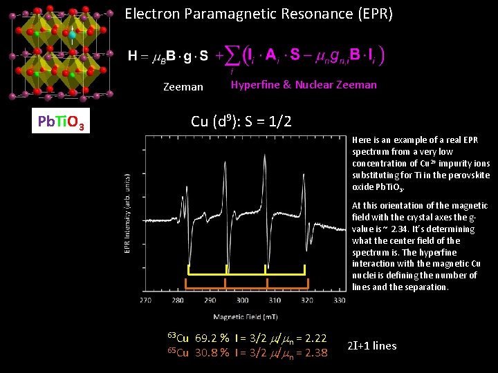 Electron Paramagnetic Resonance (EPR) Zeeman Hyperfine & Nuclear Zeeman Cu (d 9): S =