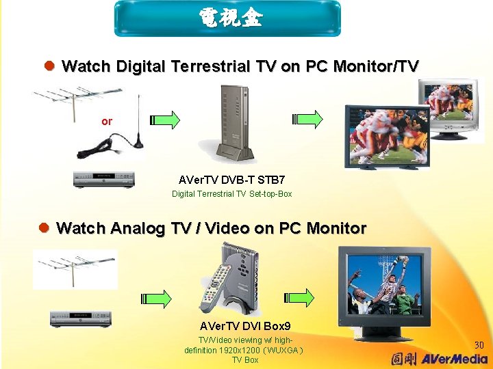 電視盒 l Watch Digital Terrestrial TV on PC Monitor/TV or AVer. TV DVB-T STB