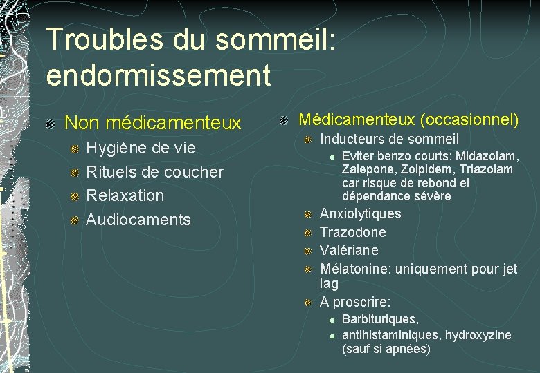Troubles du sommeil: endormissement Non médicamenteux Hygiène de vie Rituels de coucher Relaxation Audiocaments Troubles du sommeil: endormissement Non médicamenteux Hygiène de vie Rituels de coucher Relaxation Audiocaments