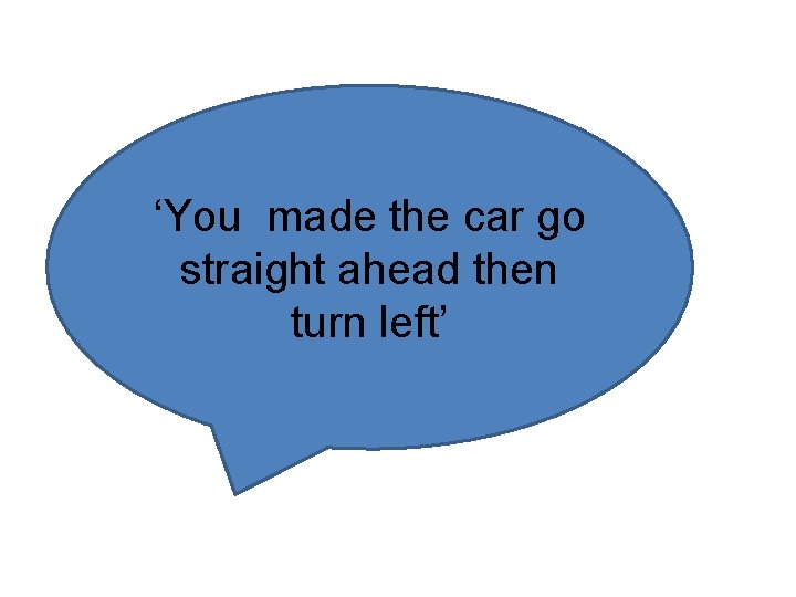 ‘You made the car go straight ahead then turn left’ 