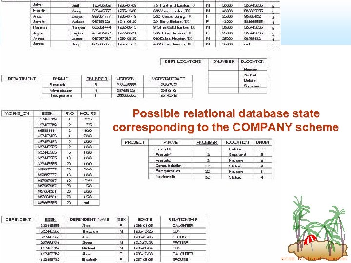 Possible relational database state corresponding to the COMPANY scheme Database System Concepts 3. 40