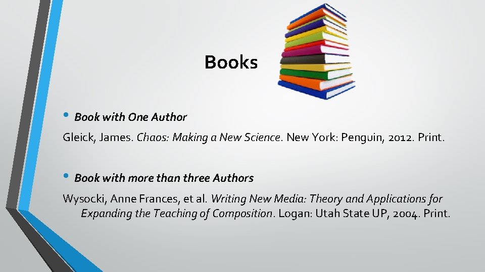 Books • Book with One Author Gleick, James. Chaos: Making a New Science. New