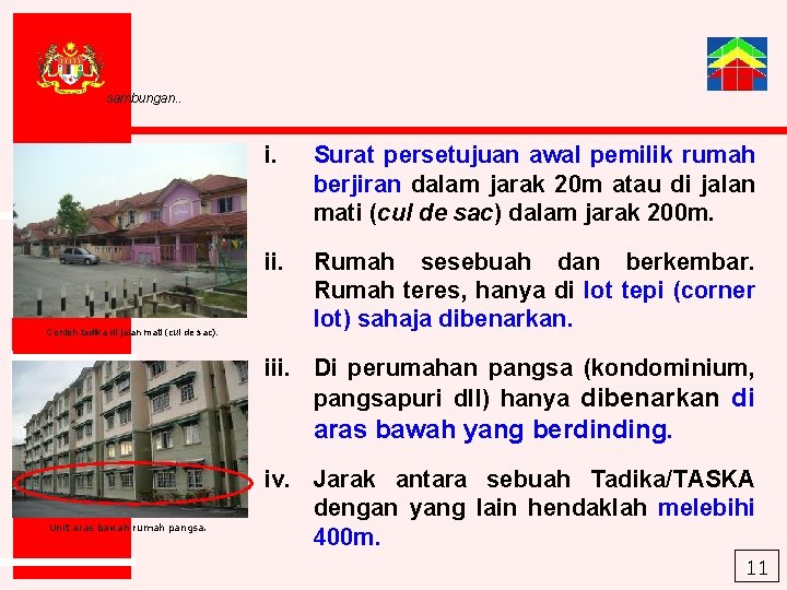 sambungan. . Contoh tadika di jalan mati (cul de sac). i. Surat persetujuan awal