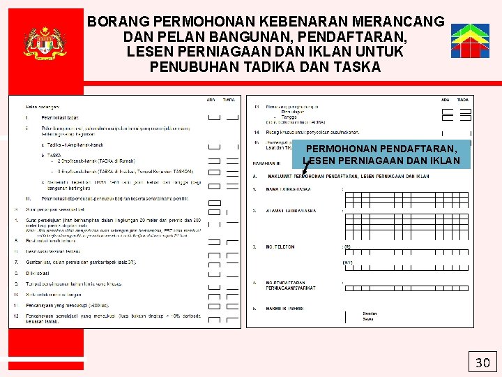 BORANG PERMOHONAN KEBENARAN MERANCANG DAN PELAN BANGUNAN, PENDAFTARAN, LESEN PERNIAGAAN DAN IKLAN UNTUK PENUBUHAN