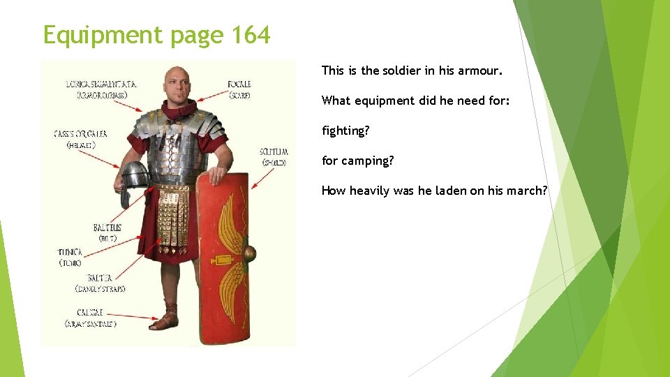Equipment page 164 This is the soldier in his armour. What equipment did he