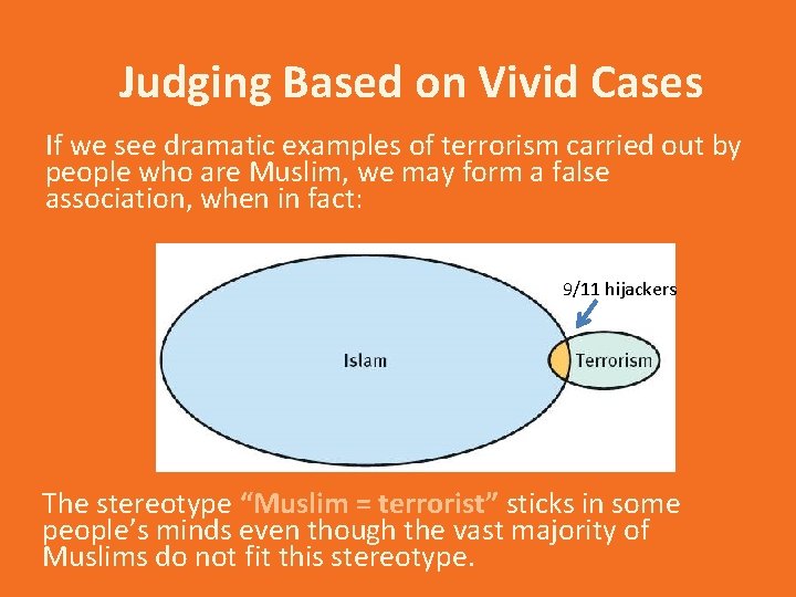 Judging Based on Vivid Cases If we see dramatic examples of terrorism carried out