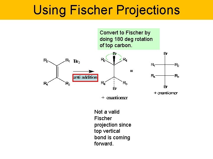 Using Fischer Projections Convert to Fischer by doing 180 deg rotation of top carbon.