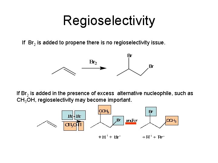 Regioselectivity If Br 2 is added to propene there is no regioselectivity issue. If