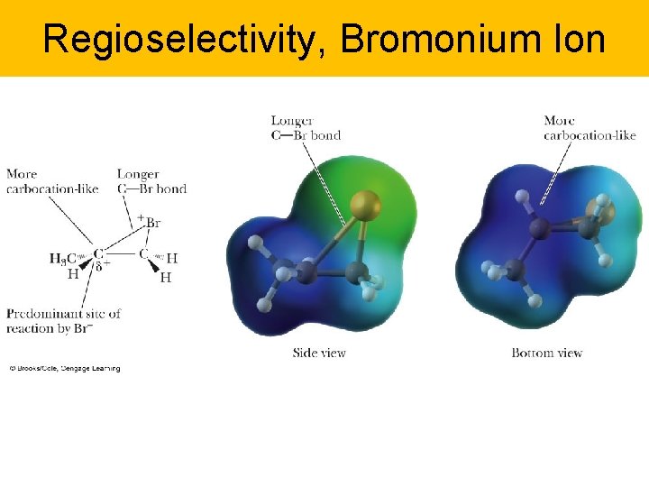 Regioselectivity, Bromonium Ion – Bridged bromonium ion from propene. 