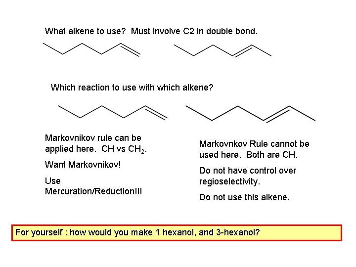 What alkene to use? Must involve C 2 in double bond. Which reaction to