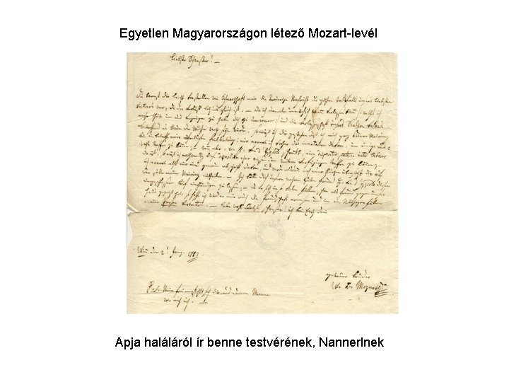 Egyetlen Magyarországon létező Mozart-levél Apja haláláról ír benne testvérének, Nannerlnek 