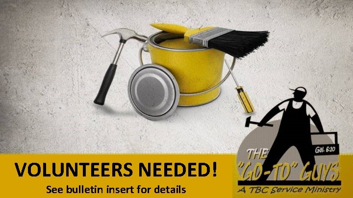 VOLUNTEERS NEEDED! See bulletin insert for details 