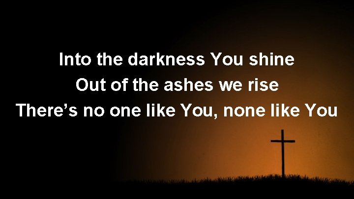 Into the darkness You shine Out of the ashes we rise There’s no one