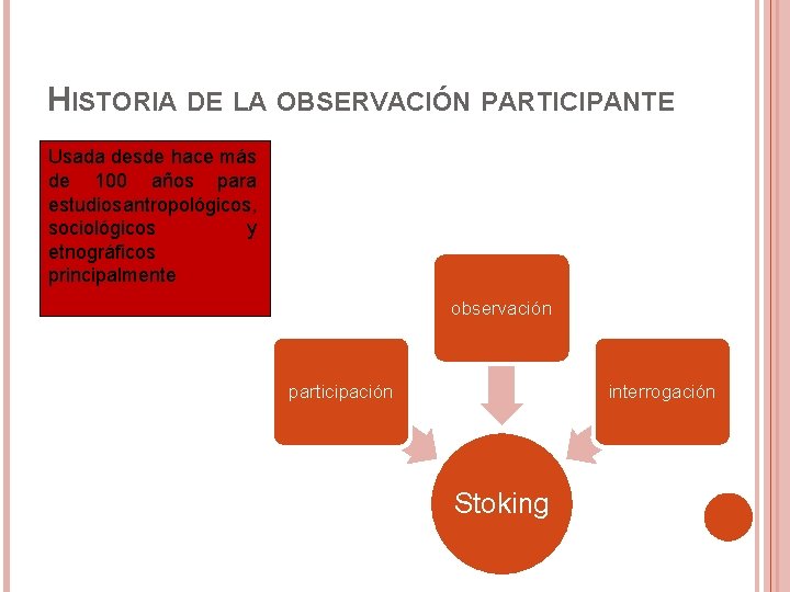 HISTORIA DE LA OBSERVACIÓN PARTICIPANTE Usada desde hace más de 100 años para estudios