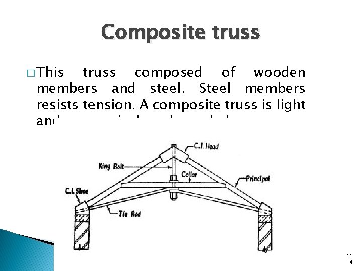 Composite truss � This truss composed of wooden members and steel. Steel members resists