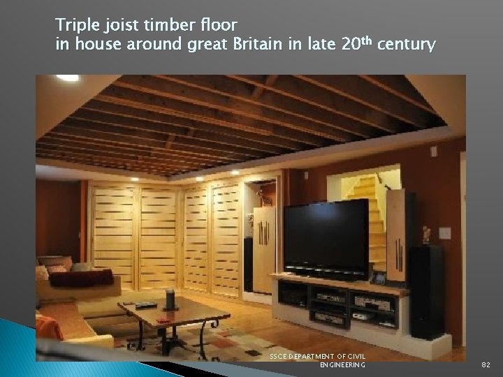 Triple joist timber floor in house around great Britain in late 20 th century