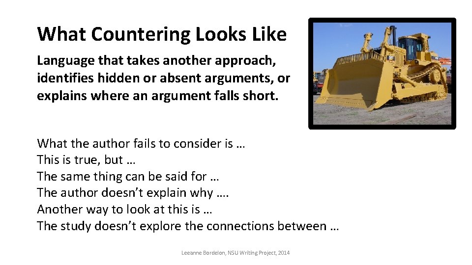 What Countering Looks Like Language that takes another approach, identifies hidden or absent arguments,