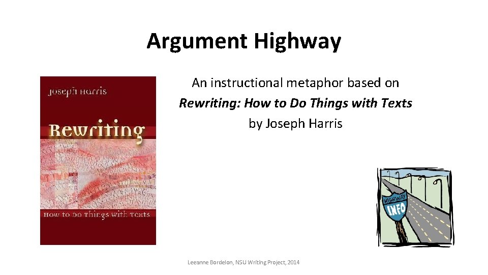 Argument Highway An instructional metaphor based on Rewriting: How to Do Things with Texts