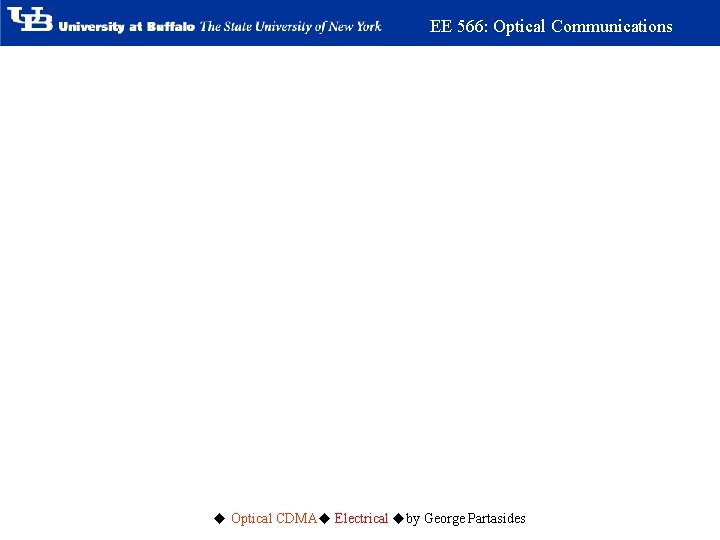 EE 566: Optical Communications Optical CDMA Electrical by George Partasides 