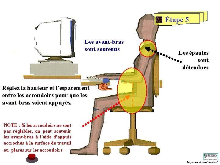 Étape 5 Les avant-bras sont soutenus Les épaules sont détendues Réglez la hauteur et