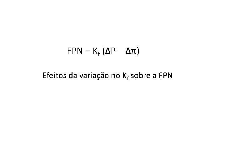 FPN = Kf (ΔP – Δπ) Efeitos da variação no Kf sobre a FPN