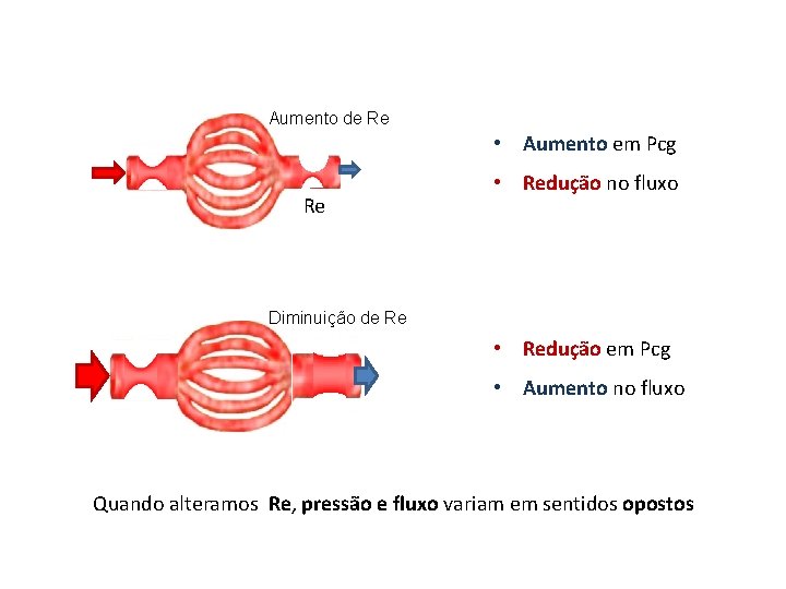 Aumento de Re • Aumento em Pcg Re • Redução no fluxo Diminuição de