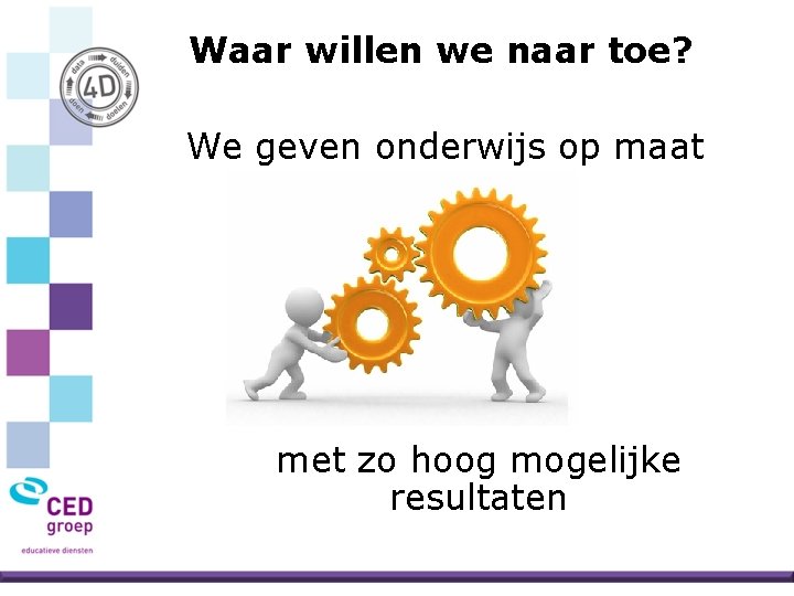 Waar willen we naar toe? We geven onderwijs op maat met zo hoog mogelijke