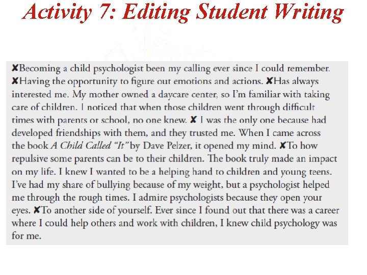 Activity 7: Editing Student Writing 