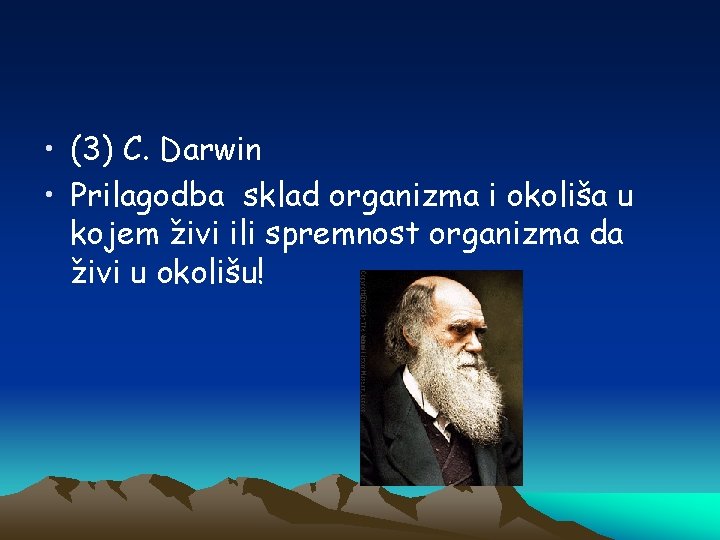  • (3) C. Darwin • Prilagodba sklad organizma i okoliša u kojem živi