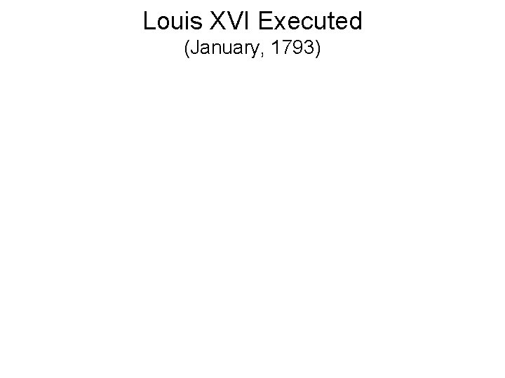Louis XVI Executed (January, 1793) 