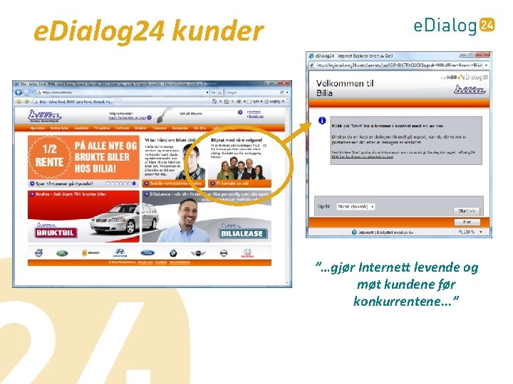 e. Dialog 24 kunder ”…gjør Internett levende og møt kundene før konkurrentene. . .
