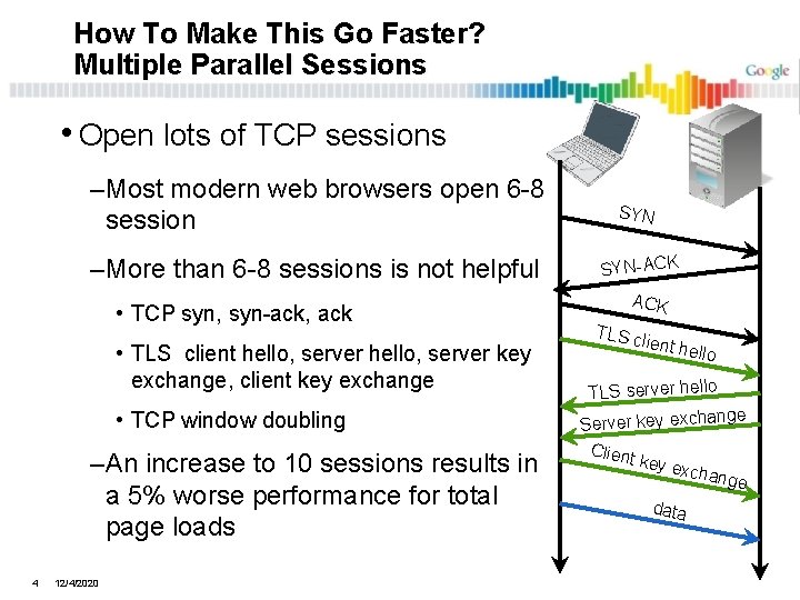 How To Make This Go Faster? Multiple Parallel Sessions • Open lots of TCP