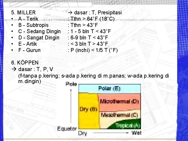 5. MILLER • A - Terik • B - Subtropis • C - Sedang