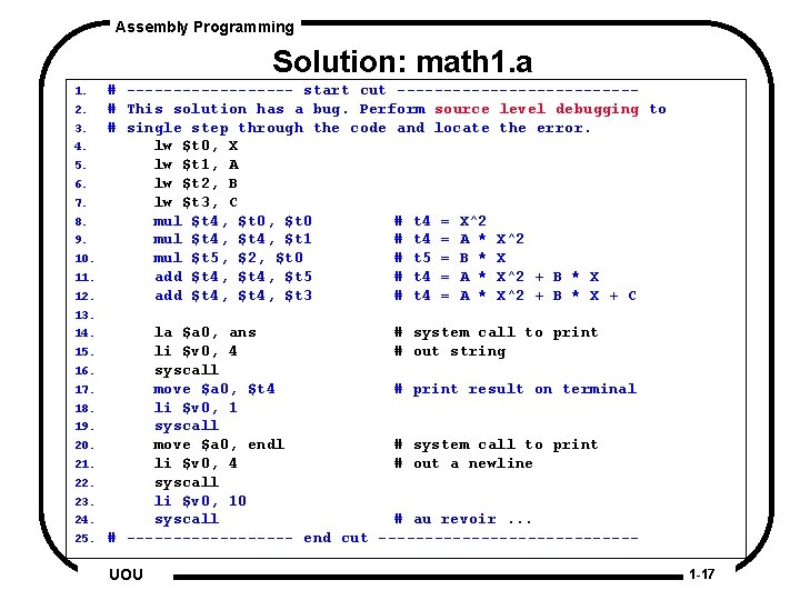 Assembly Programming Solution: math 1. a 1. 2. 3. 4. 5. 6. 7. 8.