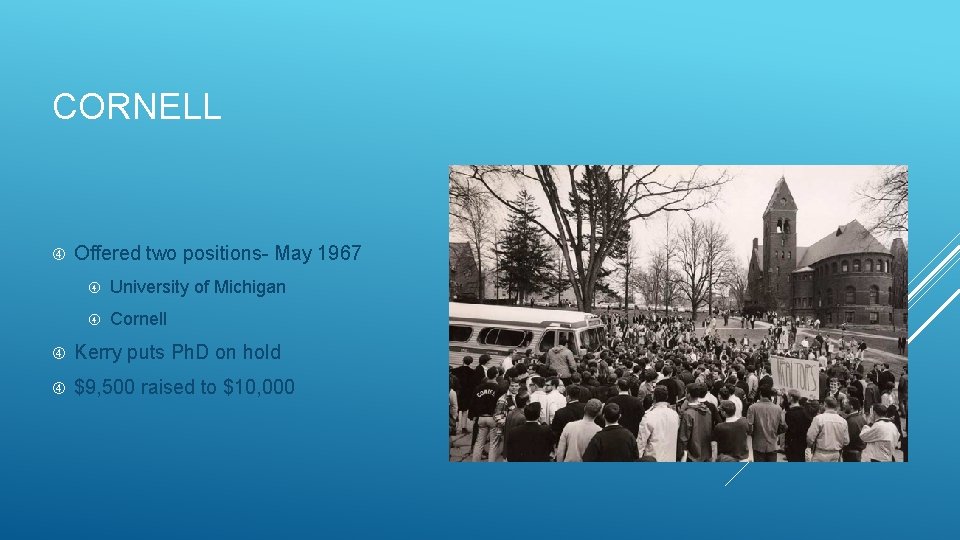 CORNELL Offered two positions- May 1967 University of Michigan Cornell Kerry puts Ph. D