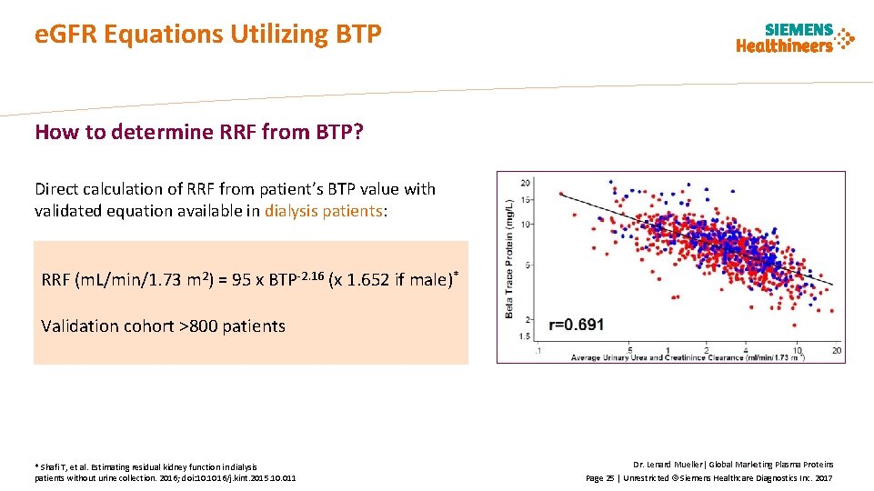 e. GFR Equations Utilizing BTP How to determine RRF from BTP? Direct calculation of