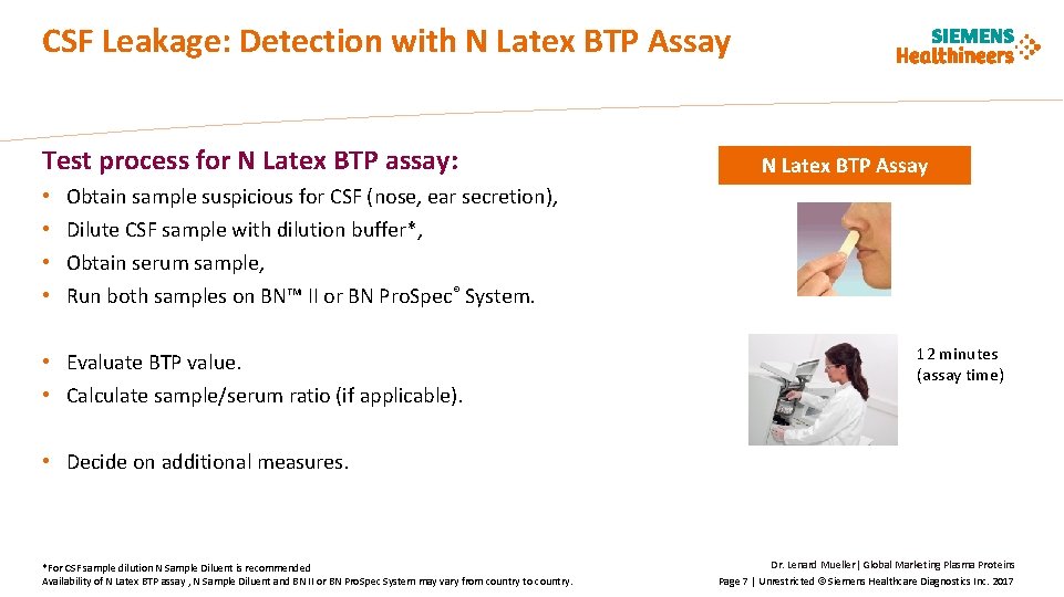 CSF Leakage: Detection with N Latex BTP Assay Test process for N Latex BTP