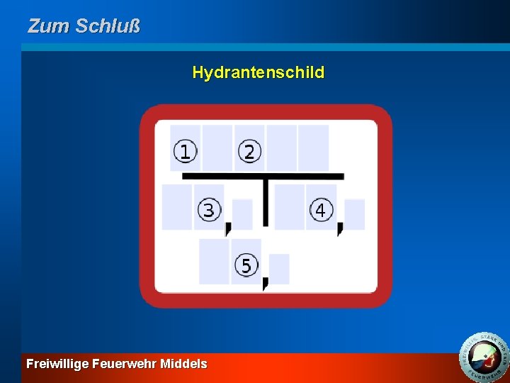 Zum Schluß Hydrantenschild Freiwillige Feuerwehr Middels 