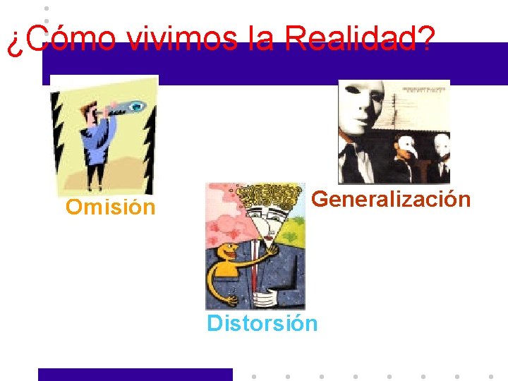 ¿Cómo vivimos la Realidad? Omisión Generalización Distorsión 