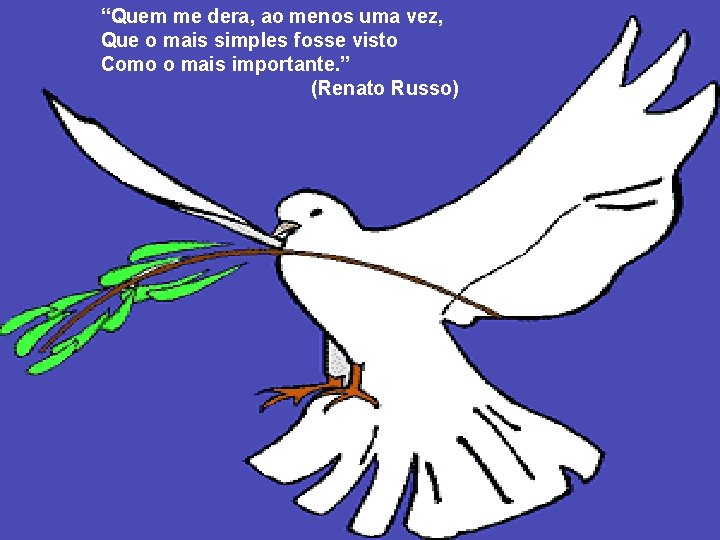 “Quem me dera, ao menos uma vez, Que o mais simples fosse visto Como