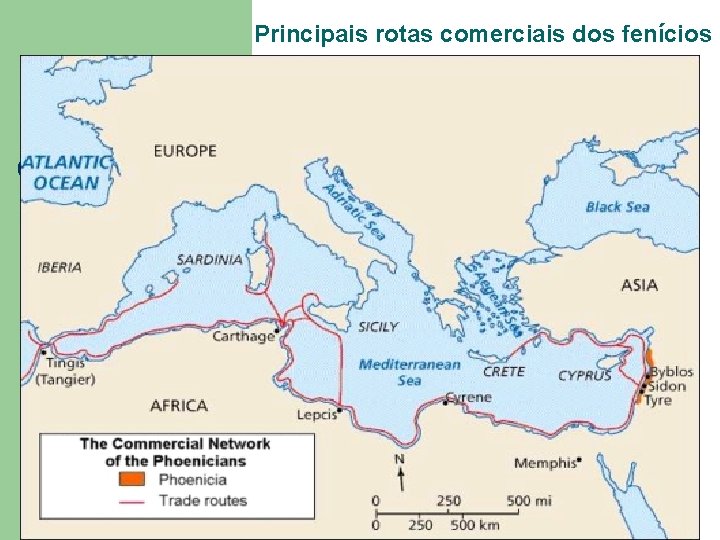 Principais rotas comerciais dos fenícios 