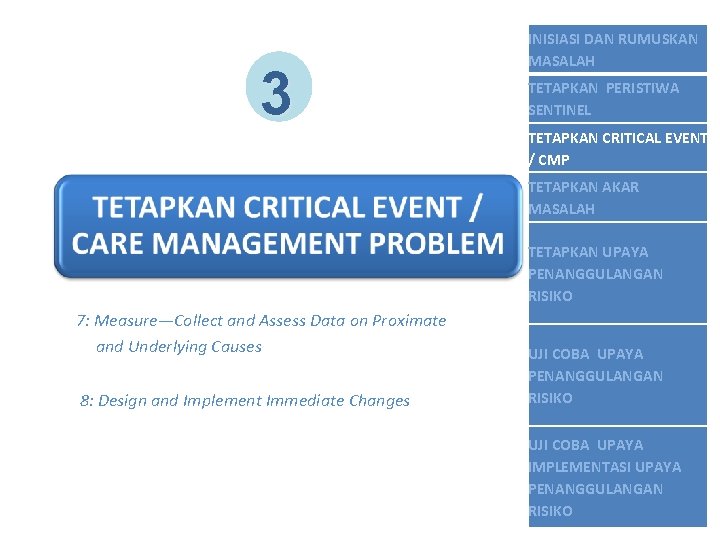 3 INISIASI DAN RUMUSKAN MASALAH TETAPKAN PERISTIWA SENTINEL TETAPKAN CRITICAL EVENT / CMP TETAPKAN