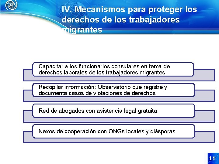 IV. Mecanismos para proteger los derechos de los trabajadores migrantes Capacitar a los funcionarios