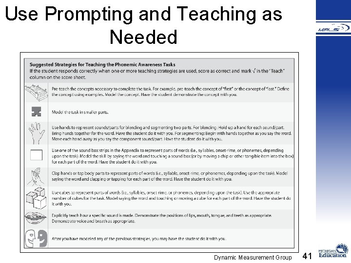 Use Prompting and Teaching as Needed Dynamic Measurement Group 41 