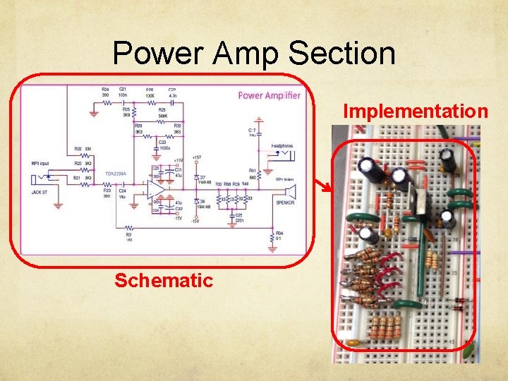 Power Amp Section Implementation Schematic 