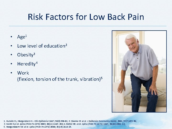 Risk Factors for Low Back Pain • Age 1 • Low level of education