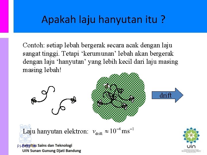 Apakah laju hanyutan itu ? Contoh: setiap lebah bergerak secara acak dengan laju sangat